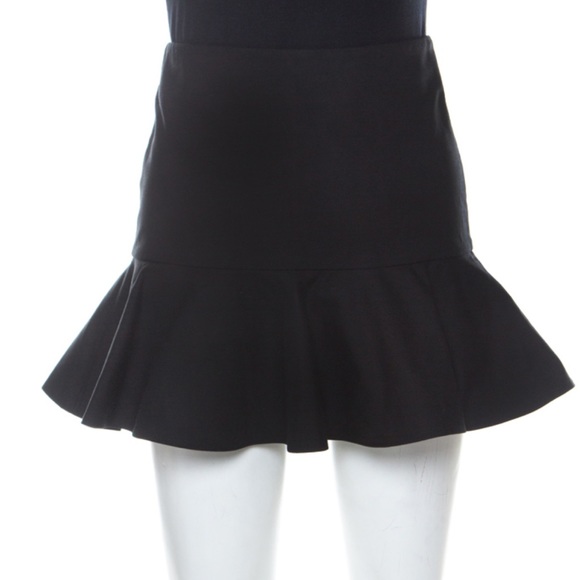 Red Valentino Black Cotton-Blend Ruffle Mini Skirt - Picture 1 of 5